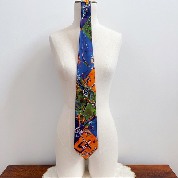 Cirque Du Soleil Orange Blue 1987 Premiere Mens Silk Tie Colorful - Picture 9 of 13